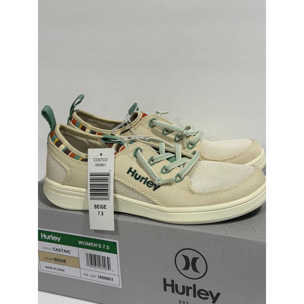 Hurley Castaic Womens Size 7.5 Beige Green Casual Sneakers Shoes New With Box
